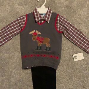 Kids 3t three piece holiday outfit. Vest, shirt and pants included.